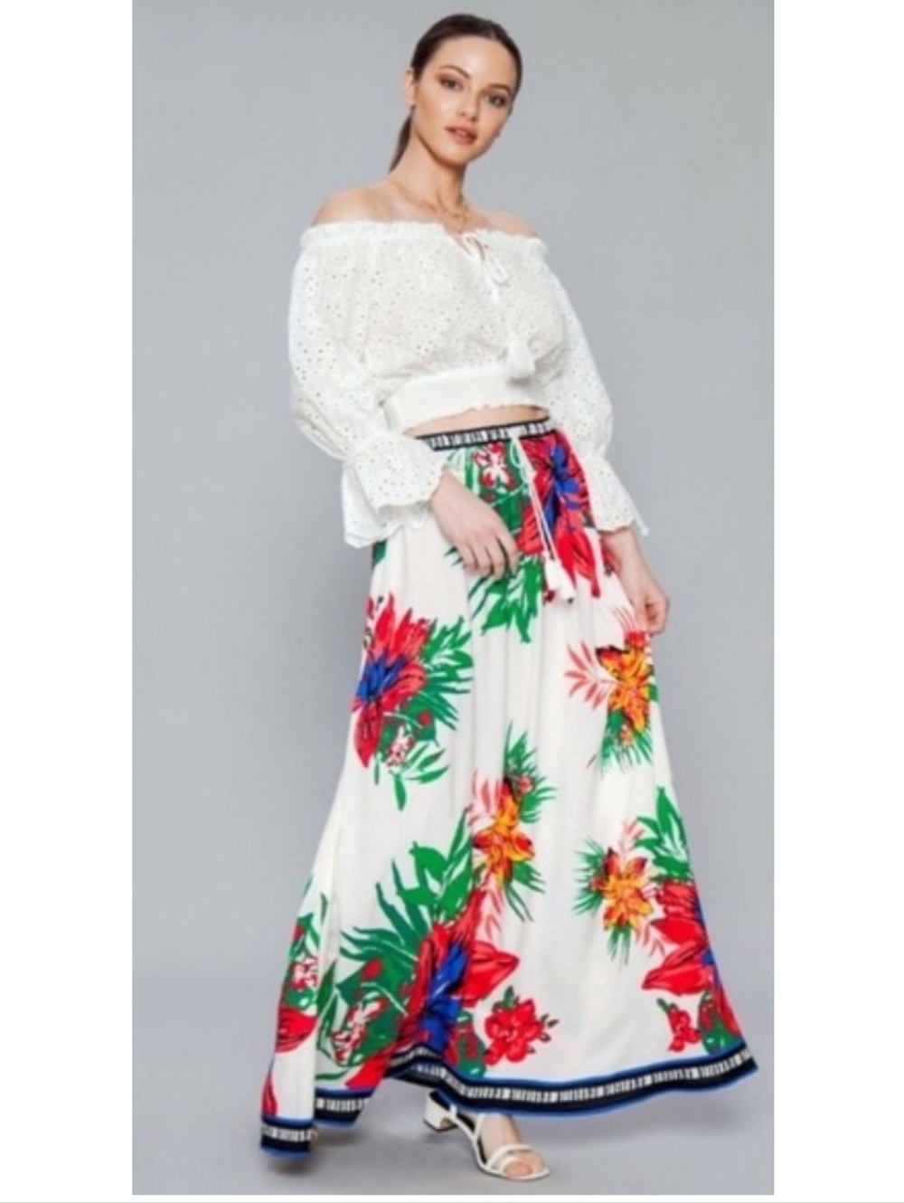 Free Market by Flying Tomato Skirt Sz M Boho Floral Rayon Festival Beautiful